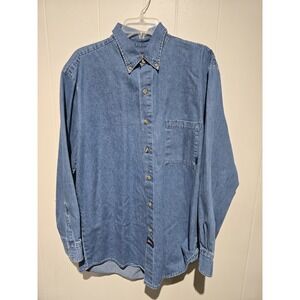 Workwear Denim Jean Vtg Rugged Western Dickies Denim Shirt Mens L Blue Pocket